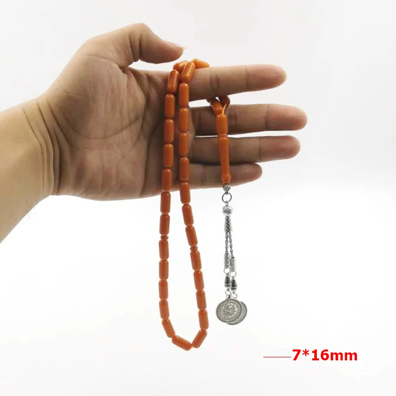 Orange Resin Tasbih 33 misbaha beads islamic gift Muslim rosary turkey fashion bracelet Jewelry Accessories on hand