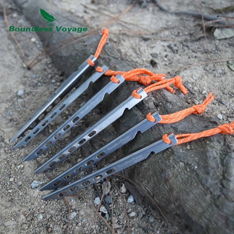 Boundless Voyage Titanium Tent Pegs Outdoor Camping Tent Stakes Tent Accessories Heavy Duty Aluminum Alloy Pegs Nails 4/6/8pcs
