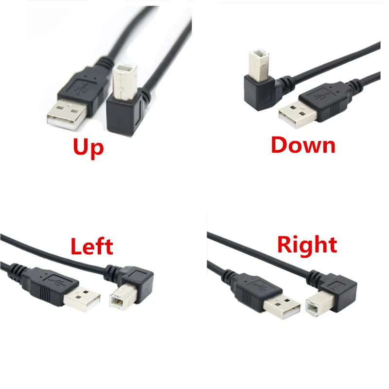 USB 2.0 A Male to USB B Male Type B BM Up & Down & Left & Right Angle Printer scanner 90 degree cable BM Angled Cable 0.3m-1.5m