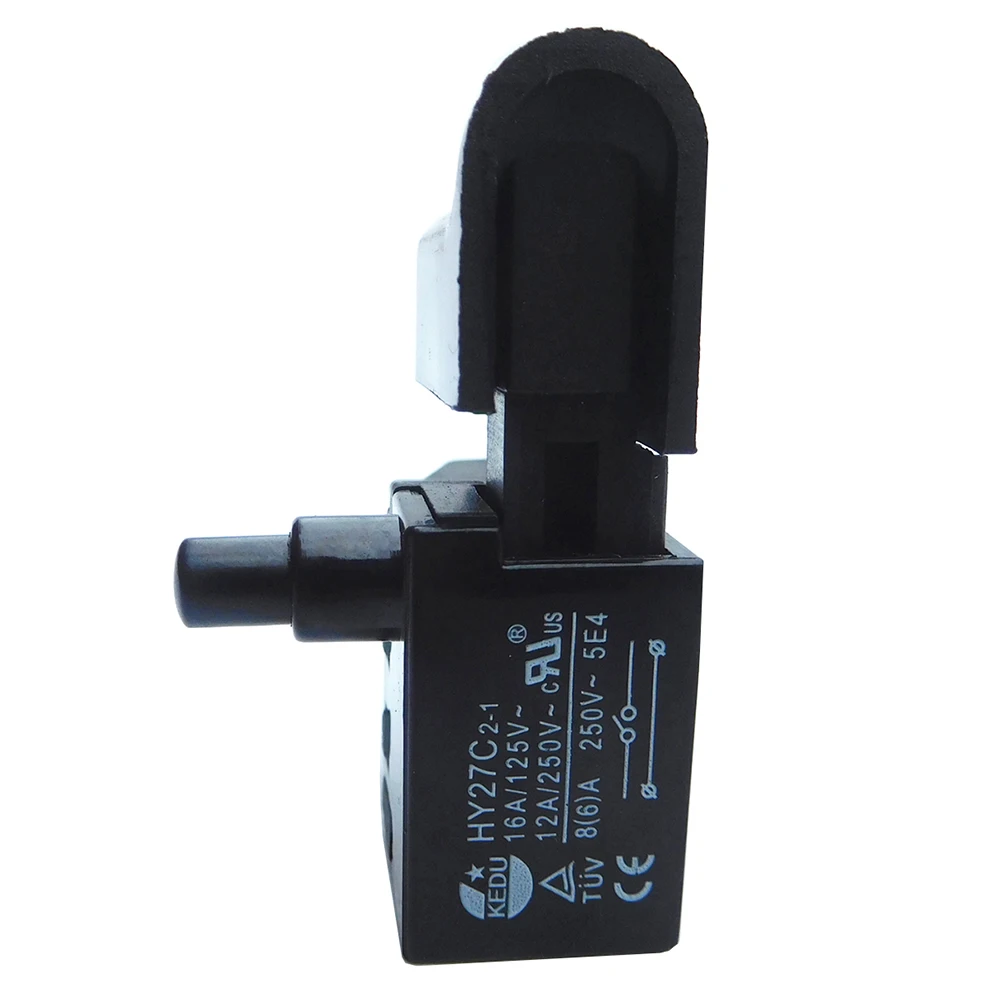 Saklar Tombol Tekan Pengunci Listrik Anti Debu untuk Mesin Pemotong Palu Gergaji Bundar 16A/125V 12A/250V KEDU HY27C2-1, 1-Pak