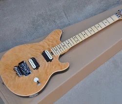 6 Strings Natural Wood Color Electric Guitar with Tremolo Bridge,Maple Fretboard,Humbuckers Pickups