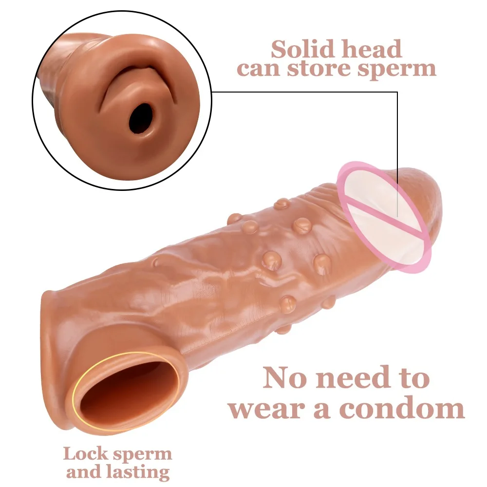 TPE Penis Sleeve Extender Cock Sleeve Dick Enlargement Delay Ejaculation Reusable Condom Men Sex Toys for Couples Sextoys