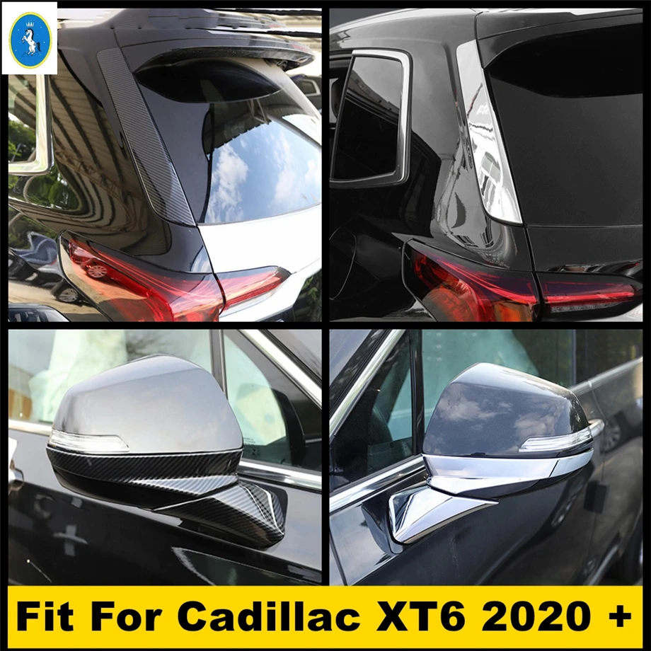 

Chrome / Carbon Fiber Car Rearview Mirror Anti-rub Strip / Rear Window Spoiler Panel Cover Trim Fit For Cadillac XT6 2020 - 2022