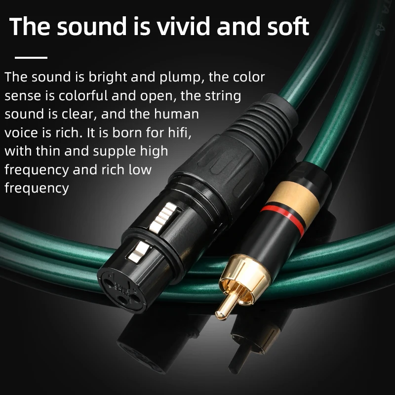 2 unids/par ATAUDIO Cable de audio HIFI RCA a XLR (macho o hembra) Cable de Audio HIFI para amplificador DAC TV/0,5 M-5 M NO1062