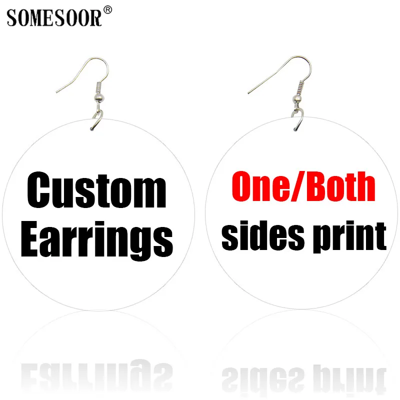 SOMESOOR Custom Vintage African Wood Drop Earrings Jewelry Personalized Photos Print On One Both Sides No MOQ For Women Gifts