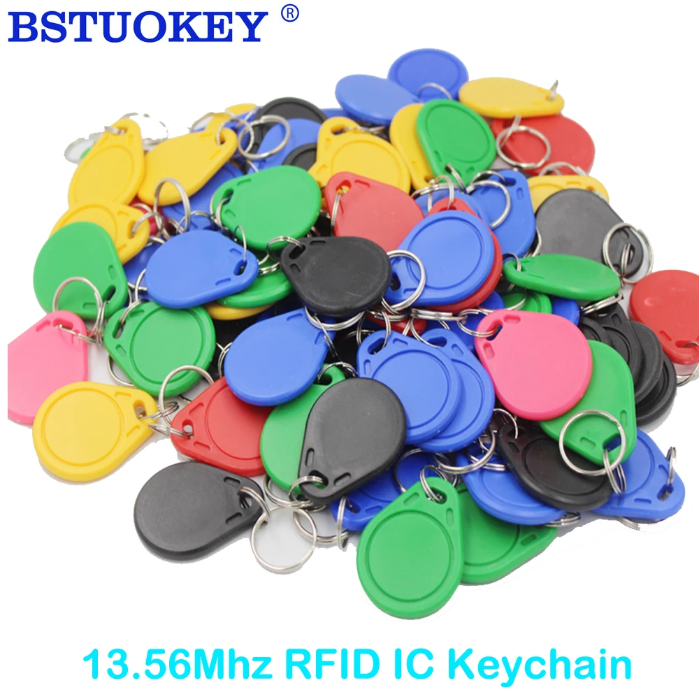 100pcs Waterproof 13.56MHz IC Keyfob Tag RFID Access Control IC Key Finder Card Token Attendance Management Keychain