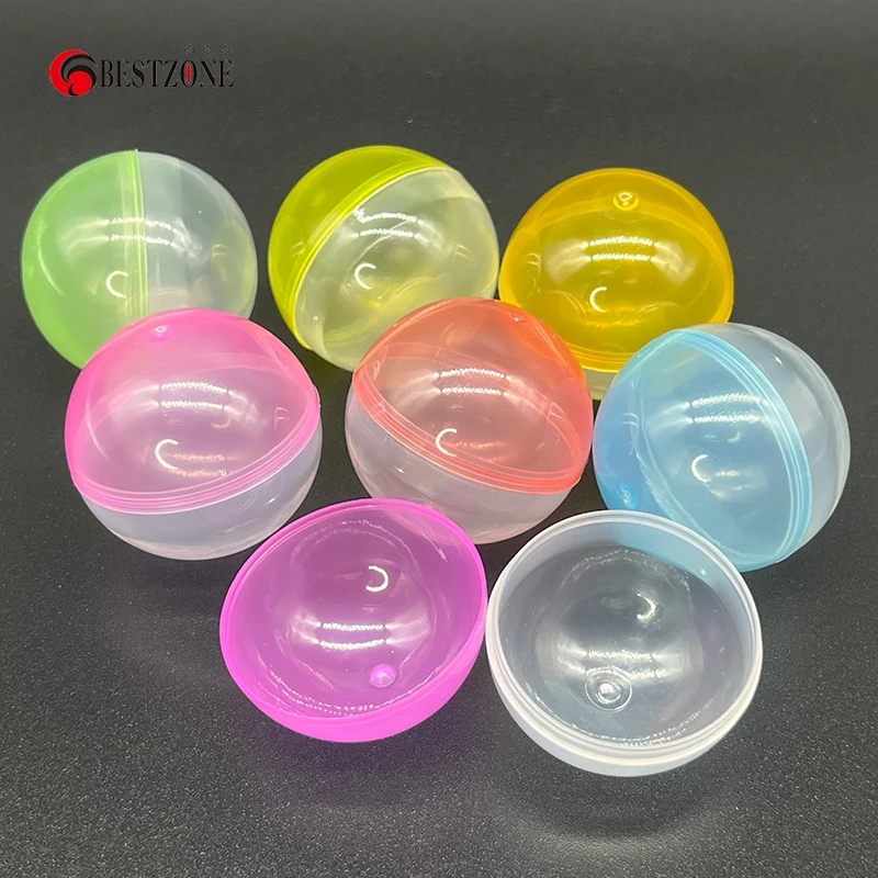 50Pcs 45mm Plastic PP Toy Capsules Half Transparent Colorful Round Surprise Ball Easy Open Lock For Amusement Vending Machine