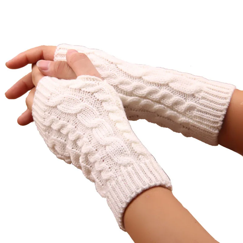 Gants sans doigts pour femmes, chauds et décontractés, tissage extérieur, manches courtes, document solide, doux, hiver, mode