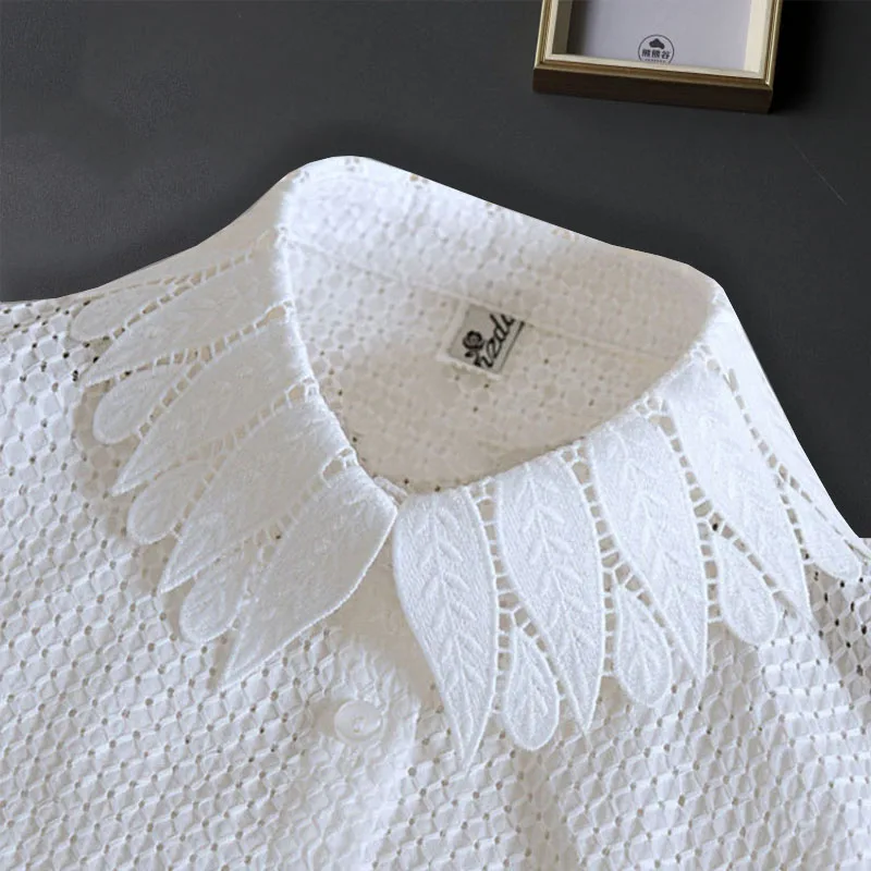 Hollow Out Lace Fake Collar Shirt White Fake Collar for Women Detachable Fake Shirt Collar Women Clothes Accessories Faux Col