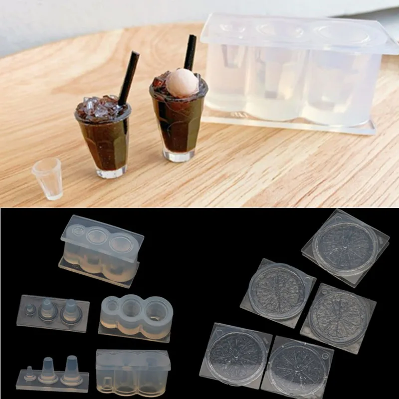 3D Mini Cup Bottle High Heels Bread Pot Pendant Resin Casting Mold Silicone Mold Kit Miniture Food Play Mold Tools