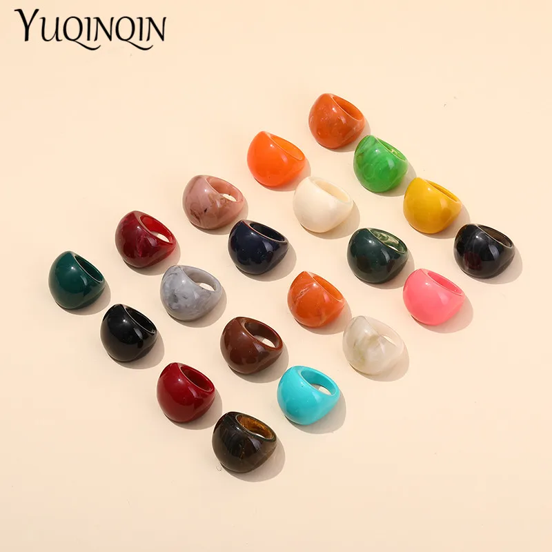 Trendy Geometric Round Resin Big Rings for Women Fashion Jewelry Round Colorful Acrylic Korean Cute Ring for Girls Party Gifts