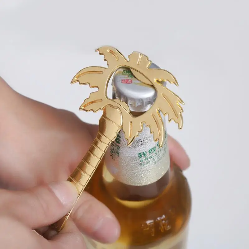 Ocean Theme Wedding Metallic Coconut Tree Beer Bottle Opener Marriage Gifts Beer Opener Bar Tool LX8559