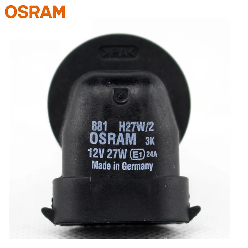 OSRAM 881 H27W/2 12V 27W PGJ13 Original Car Halogen Headlight Auto Bulb 3200K Standard Fog Lamp OEM Made In Germany (Single)