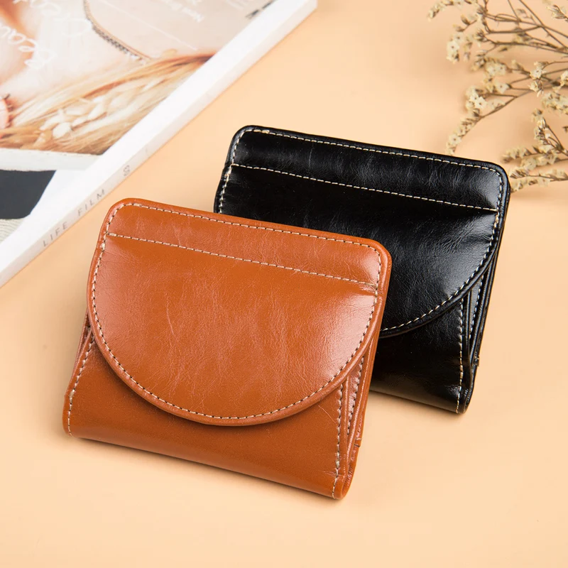 High Quality Women's Genuine Leather Wallet Female Short RFID Anti Theft Card Holder Coin Purse Wallets for Women