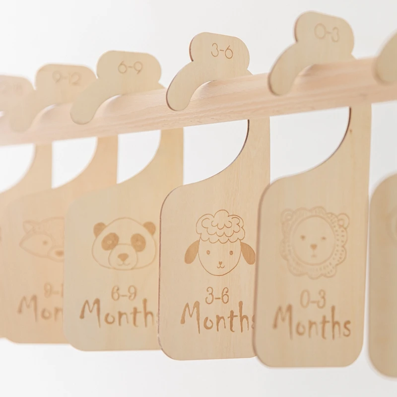 11Pc Newborn Supplies Baby Closet Dividers Wood Milestone Nursery Closet Clothes Organizers Baby Wardrobe Dividers New Mom Gift