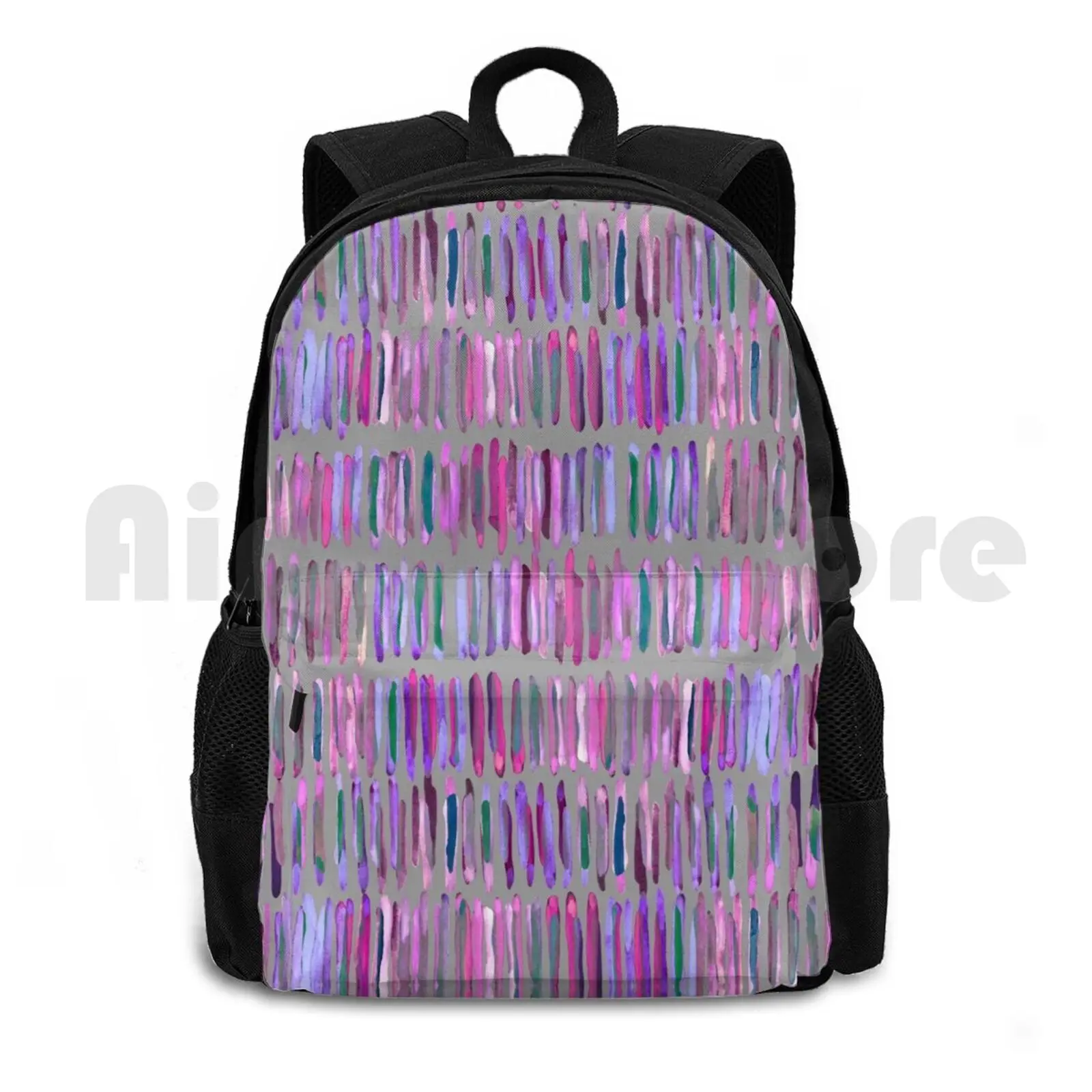 

Messy Watercolor Stripes In Pink And Purple Outdoor Hiking Backpack Riding Climbing Sports Bag Watercolour Pattern Patterns