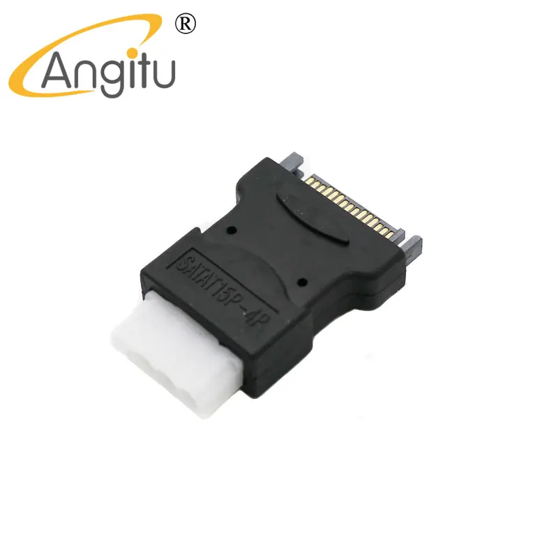 Angitu molex/ideからsata15ピンプラグアダプターコンバーターsataシリアルM-F電源ハードドライブアダプター