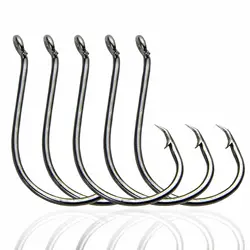 150pcs/lot 7384 2X Strong Offset Sport Circle Hooks High Carbon Steel Black Octopus Saltwater Fishing Hooks 16i sizes