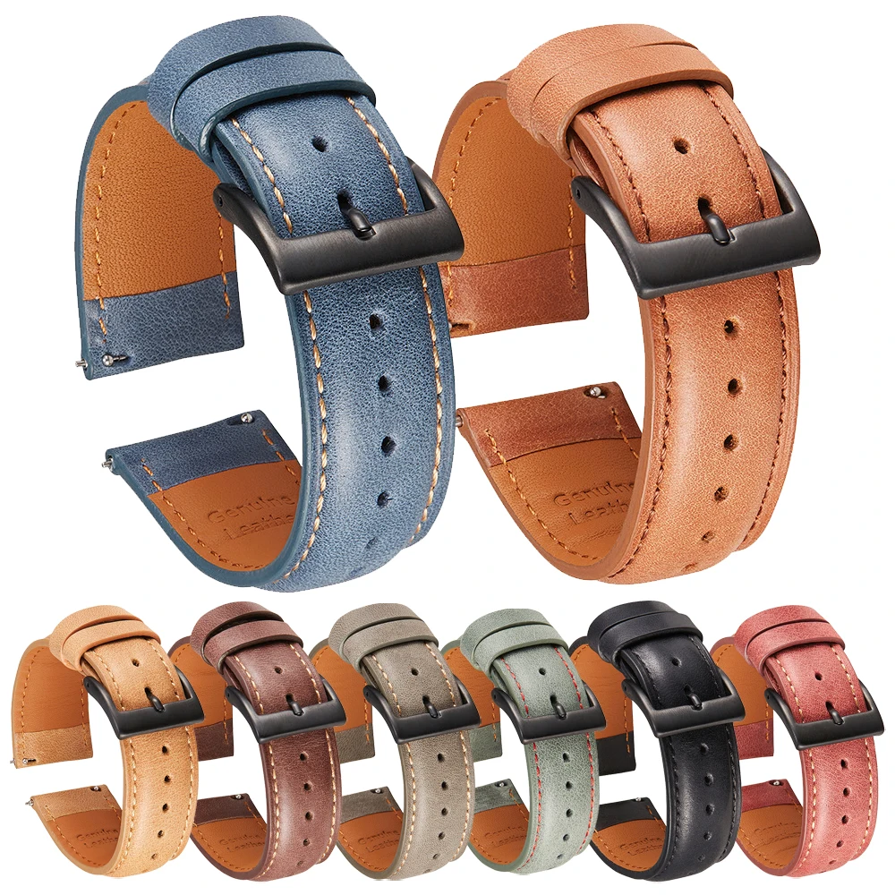 Leather Strap For Samsung Galaxy Watch 3 45mm Watch3 41mm Band Galaxy Watch 46mm 42mm/S3/Active 2 44mm 40mm Watchband Bracelet