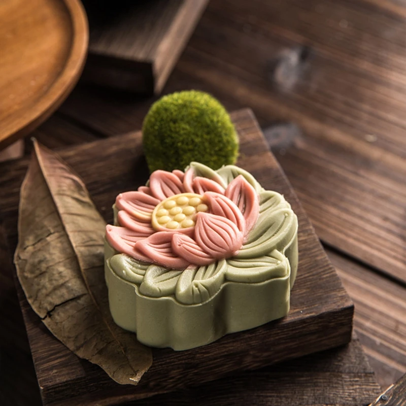 Stampo Mooncake 125/150g stampo per biscotti stampi per biscotti formine per biscotti strumento per pasticceria creatore di torte di luna con motivi di loto 3D W3JE