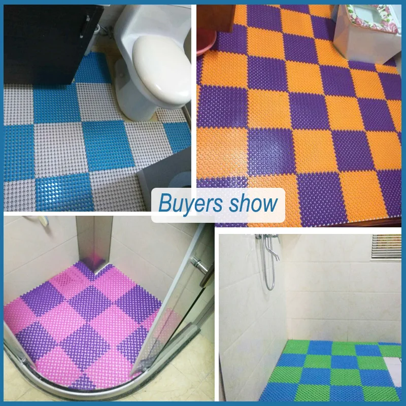 DIY Non Slip Bathroom Splicing Mat Candy Colors Combination Mesh Drainage Massage Floor Carpet For Laundry Room Shower Bathroom