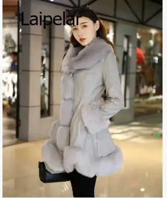 

Winter Women's Faux Fur High Quality Faux Sheepskin Coats Keep Warm With Fur Fox Collars Slim Female Furs