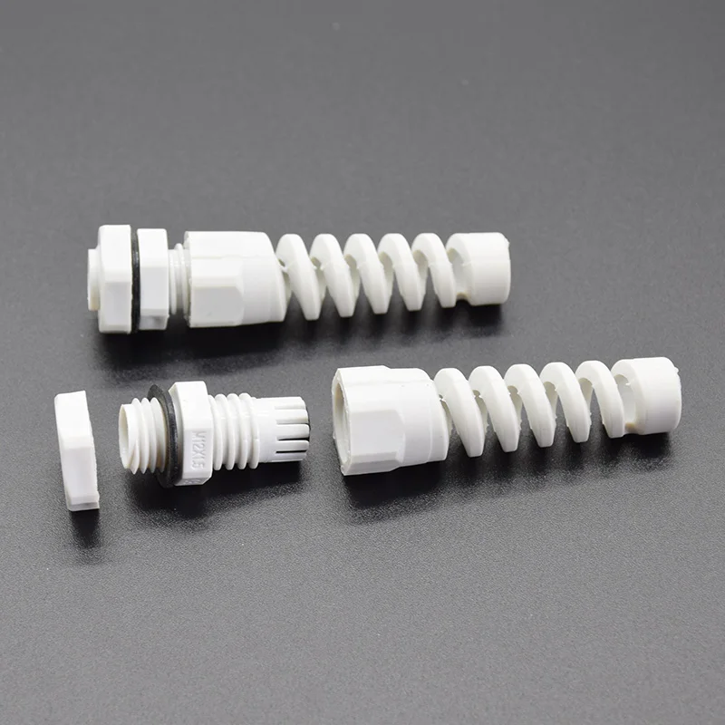 5pcs PG7/PG9/PG11 IP68 Waterproof M12  Cable Gland Connector Plastic Flex Spiral Strain Relief Protector For 3.5-6mm Wire Thread