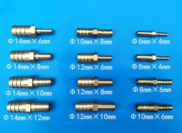 1Pc 4 5 6 8 10 12 14 16 19mm Hose Barbed x Hose Barbed Brass Pipe Fitting Reducer Coupler Connector Adapter Air Fuel Gas Water