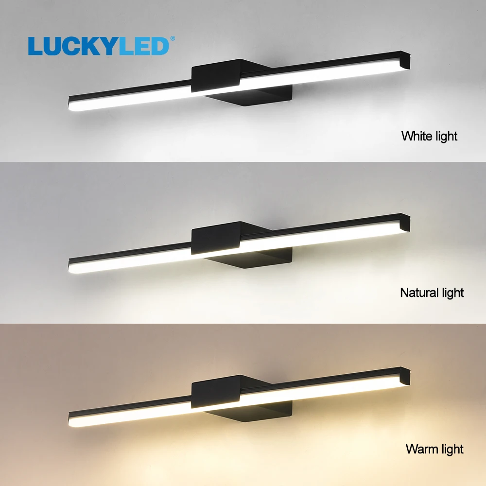 LUCKYLED nowoczesny oświetlenie łazienkowe Led 8W 12W AC85-265V lampa ścienna oświetlenie ścienne oprawa wewnętrzna kinkiet lampa ścienna oprawa