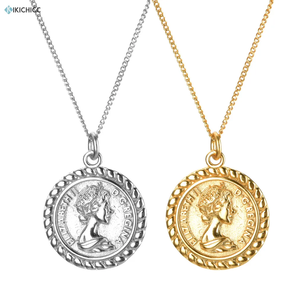 Kikichicc 925 Sterling Silver Women Image Coin Two Side Horse Pendant Necklace 2020 European Fine Jewelry For Big Thick