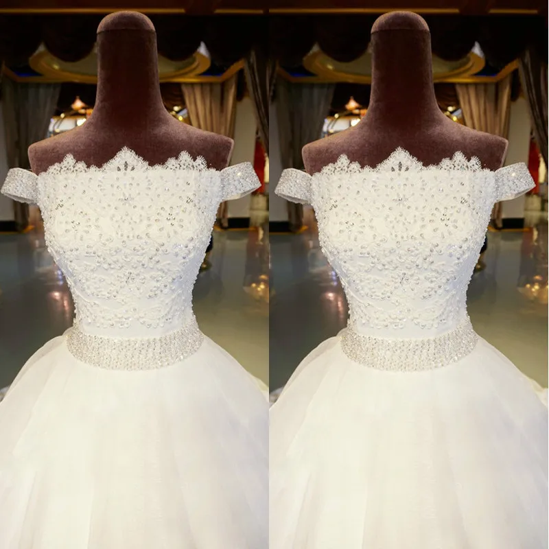 Laço apliques beading vestido de noiva 2018 vestido de novia personalizado barco pescoço boné manga organza bola mãe da noiva vestidos