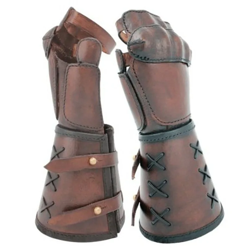 Medieval Armor Motorrad Handschuhe Breiten Bündchen Armschienen Männer Steampunk Krieger Gauntlet Renaissance Ritter Templer Leder Spitze-up