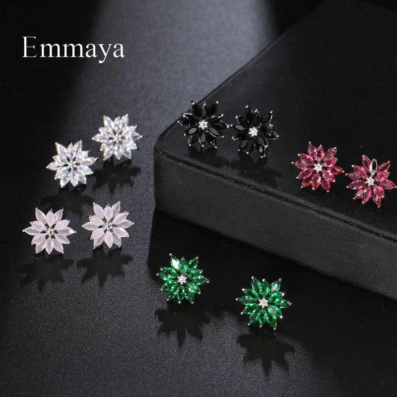 Emmaya New Arrival Fashion Statement Shiny Flower Shape Earring Muliticolors Choice Women Party Fascinating Jewelry