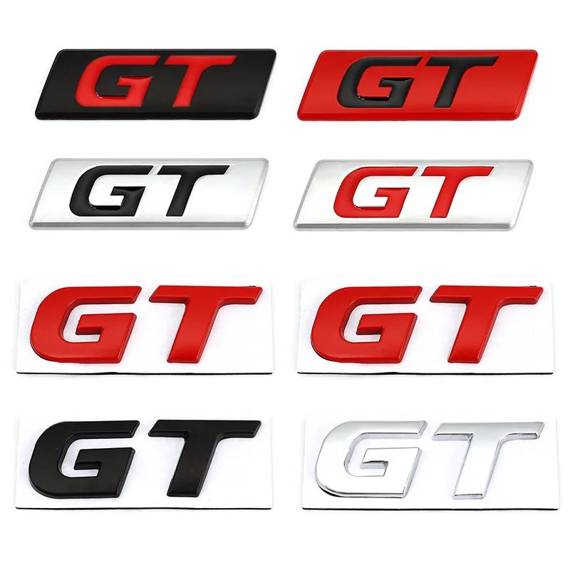 Car Sticker GT Badge Emblem Decals for Peugeot Hyundai GT BMW Ford Focus Mondeo KIA Forte Optima Picanto Stinger Sorento Renault