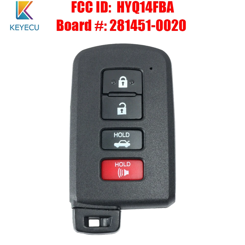 

KEYECU OEM Smart Key for Toyota Corolla Camry Avalon 2011 2012 2013 2014 FCC ID: HYQ14FBA IC: 1551A-14FBA BOARD #: 281451-0020