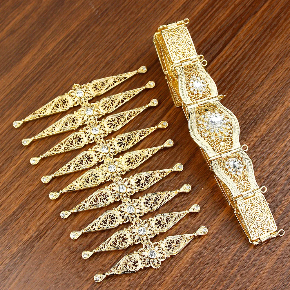 Sunspicems Gold Silver Color Moroccan Belt Breastplate Crystal Wedding Jewelry Sets For Women Arab Caftan Bijoux Bride Gift 2021