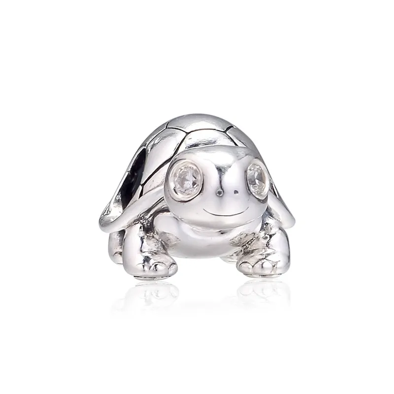 New 925 Sterling Silver Charms Pave Stones Eyes Turtle Crystal Beads Fit Charm Bracelet Femme DIY Charm Beads for Jewelry Making