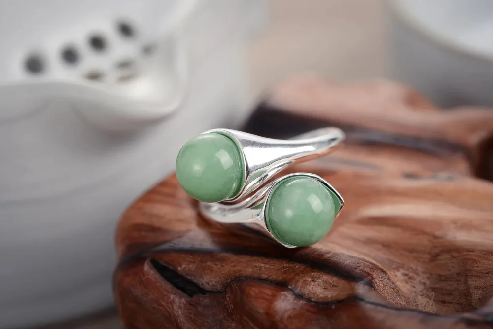 

wholesale Luxury Girls Ring New Natural Green gem Click Red Black Green jade RINGS 6 7 8 9# for women jewelry