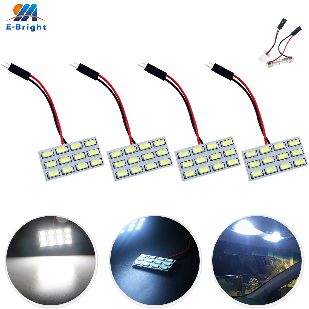 

4pcs DC12V W5W T10 LED 5730 12 SMD Light Panel Board Pure White Car Auto Interior Dome Reading Map Festoon Lamp Bulb 6000K 8000K