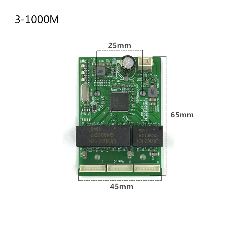 Gigabit Switch Module Wordt Veel Gebruikt In Led Lijn 3/4Port 10/100/1000Mbps Contact poort Mini Schakelaar Module Pcba Moederbord