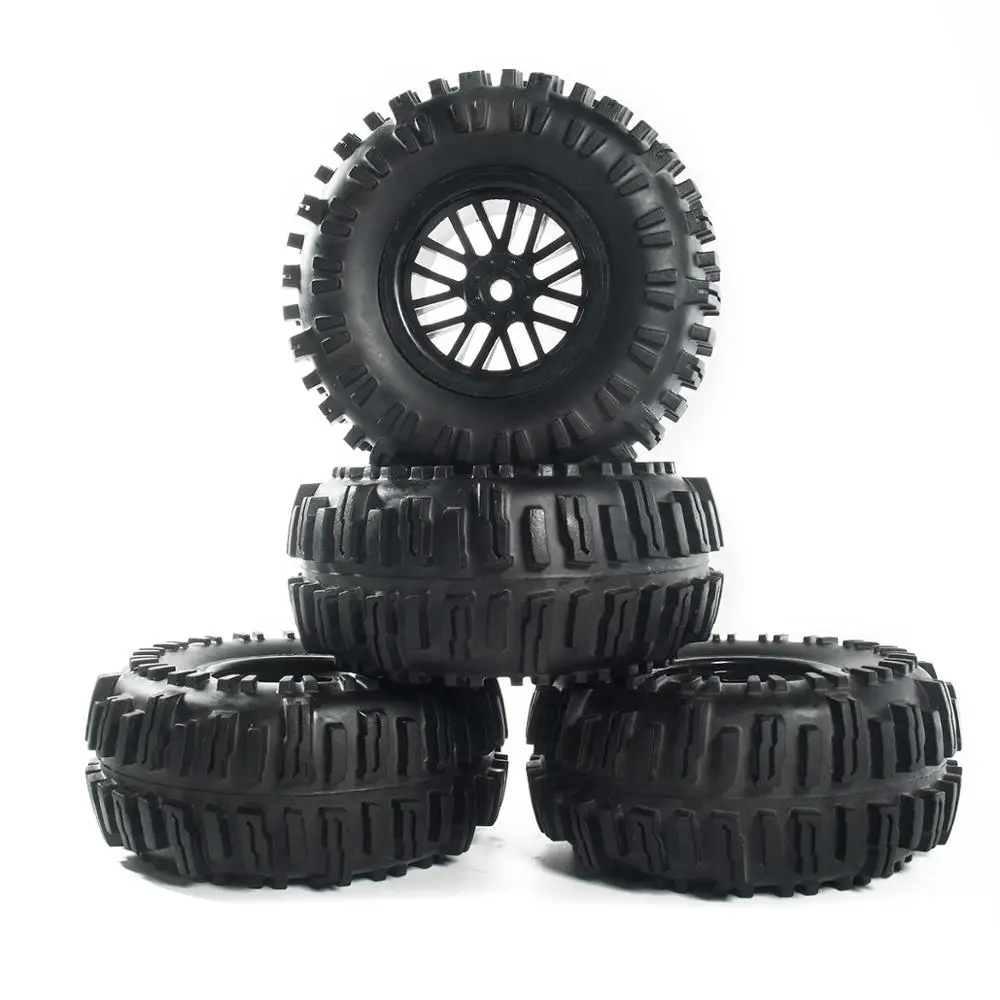 

4Pcs Plastic 2.2 Inch Wheel Rim & 128mm Rubber Tires for 1/10 RC Rock Crawler Axial SCX10 RR10 AX10 Wraith 90048 90018 KM2