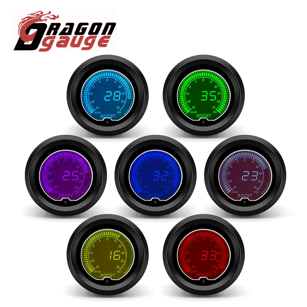 DRAGON GAUGE 52 mm Drehzahlmesser, Spannungsverstärkung, Wassertemperatur, Öltemperatur, Ölpresse, ETG-Messgerät, LED-Digitalanzeige, Autoanzeige, 7 Farben ändern – Detail 5
