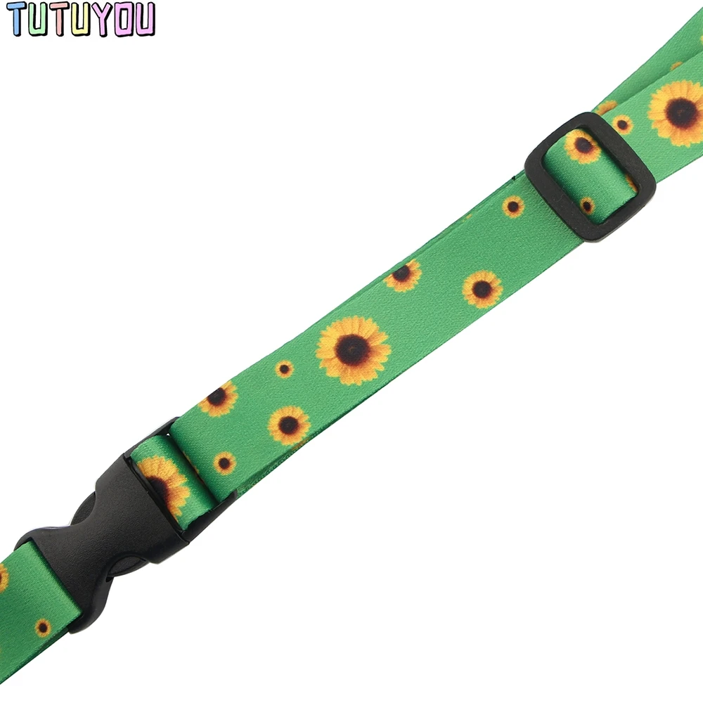 Sunflower Summer Lanyard Hot Style Hidden Credit Card Key Chain Gifts For Friends Student Phone USB Badge Holder Necklac