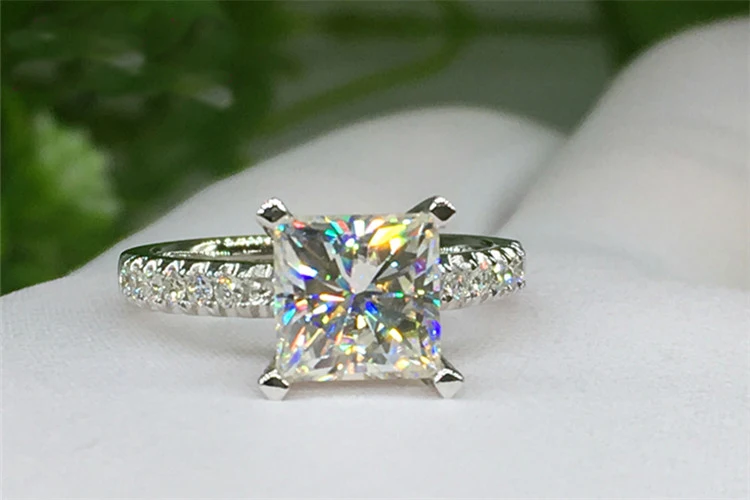 Custom Solid 10K Au417 White Gold Women Wedding Party Engagement Ring 1 2 3 4 5 Carat Square Princess Moissanite Diamond Ring