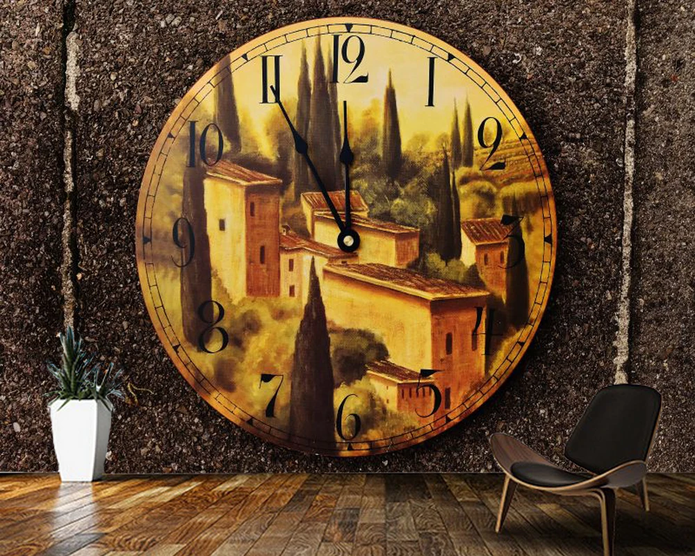 

Papel de parede antique clocks on rustic background retro wallpaper mural,living room tv wall bedroom wall papers home decor