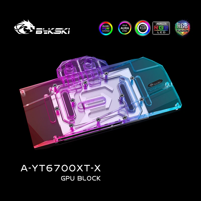 冷却器Bykski-A-YT6700XT-X GPU,グラフィックビデオカード,リアプレート,Yeston用ウォーターブロック,rx6700xt,PC,rgb