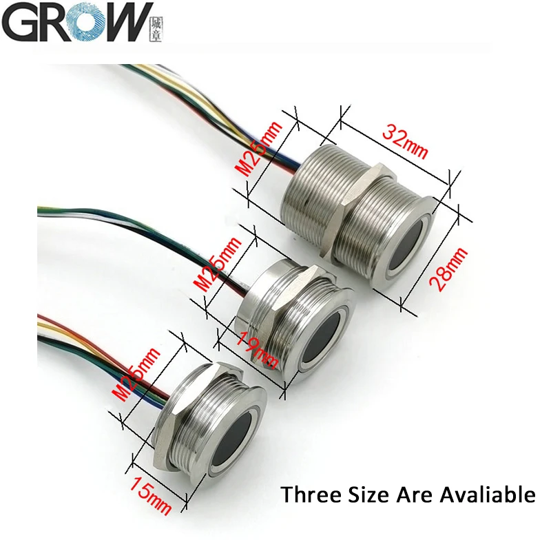 GROW R503 Neue kreisförmige runde RGB-Ringanzeige LED-Steuerung DC3,3 V SH1,0-6-poliger kapazitiver Fingerabdruckmodul-Sensorscanner