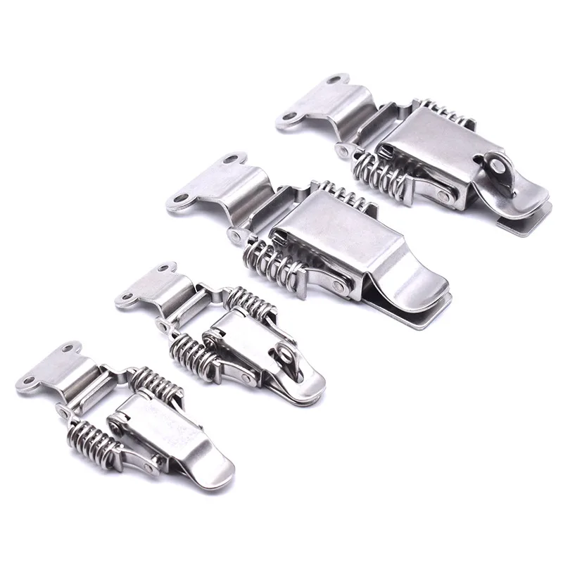 90/180 Degree Hasp 304 Stainless Steel Double Spring Loaded Suitcase Chest Tool Box Locking Hardware Toggle Latch Hasp Buckle