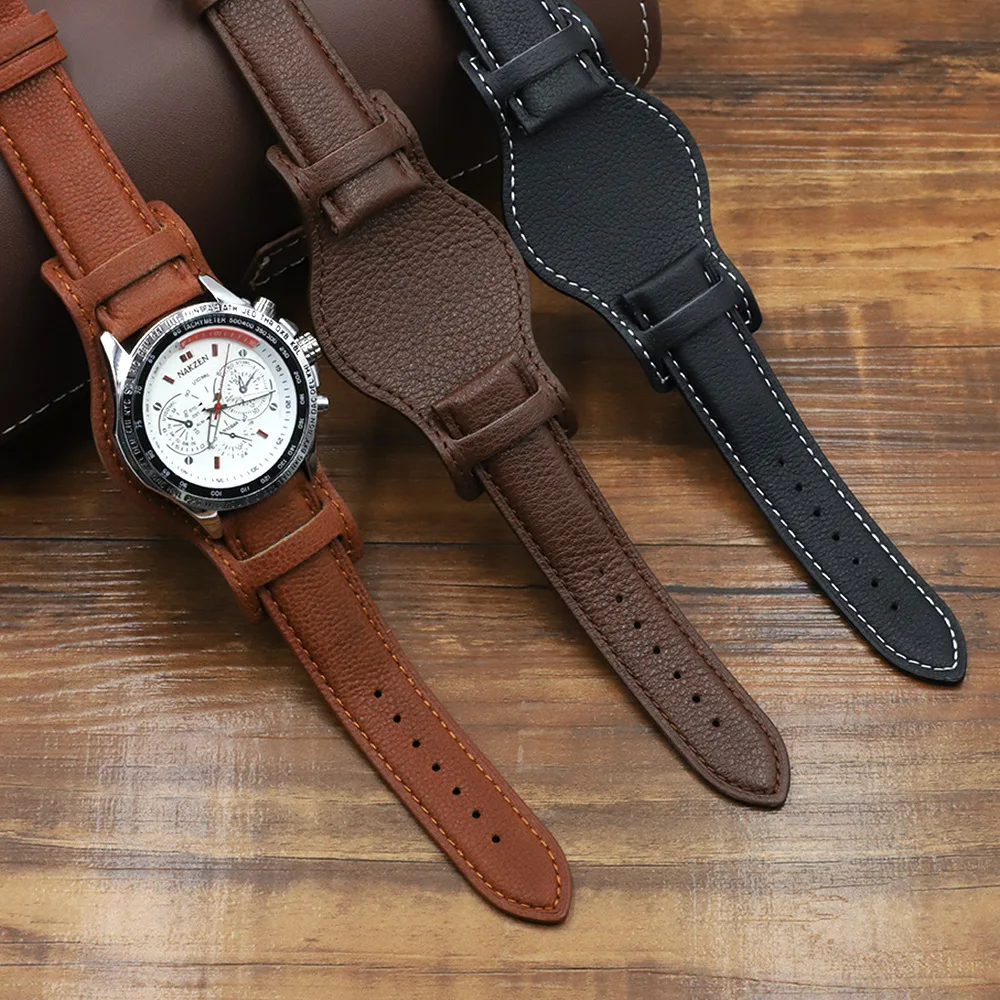 Cowhide Tray Watch strap 18mm 20mm 22mm watch band Anti-metal allergy leather watchbands UTHAI G18