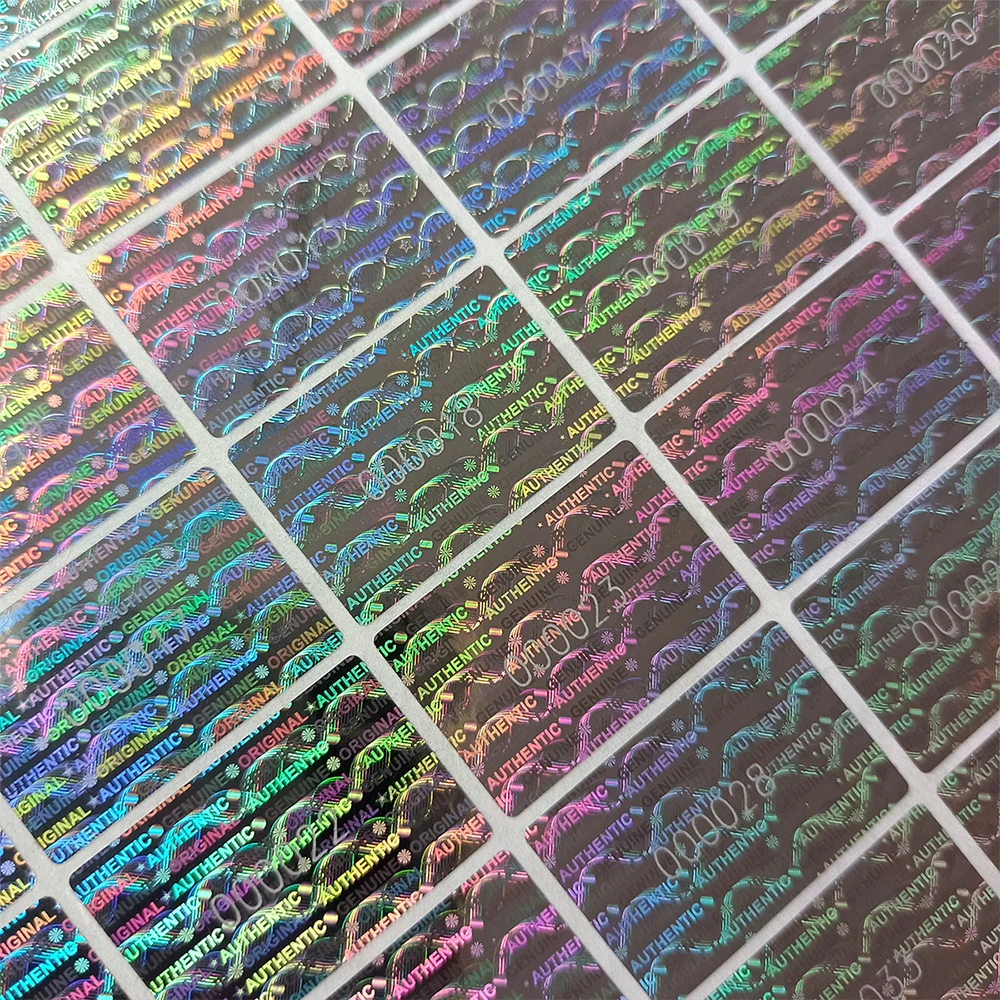 2x3cm Silver High Security Holographic Stickers Authentic Warranty Void Seal Hologram Label with Unique Number Adhesive Label